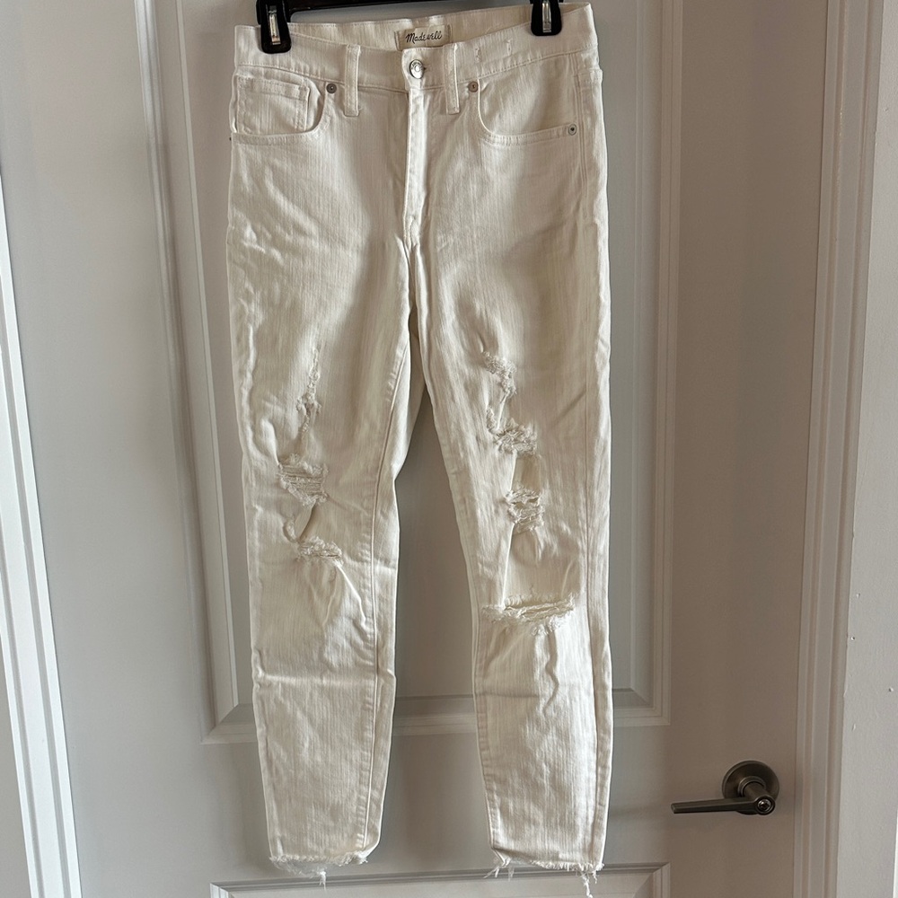 Madewell Distressed White Jeans